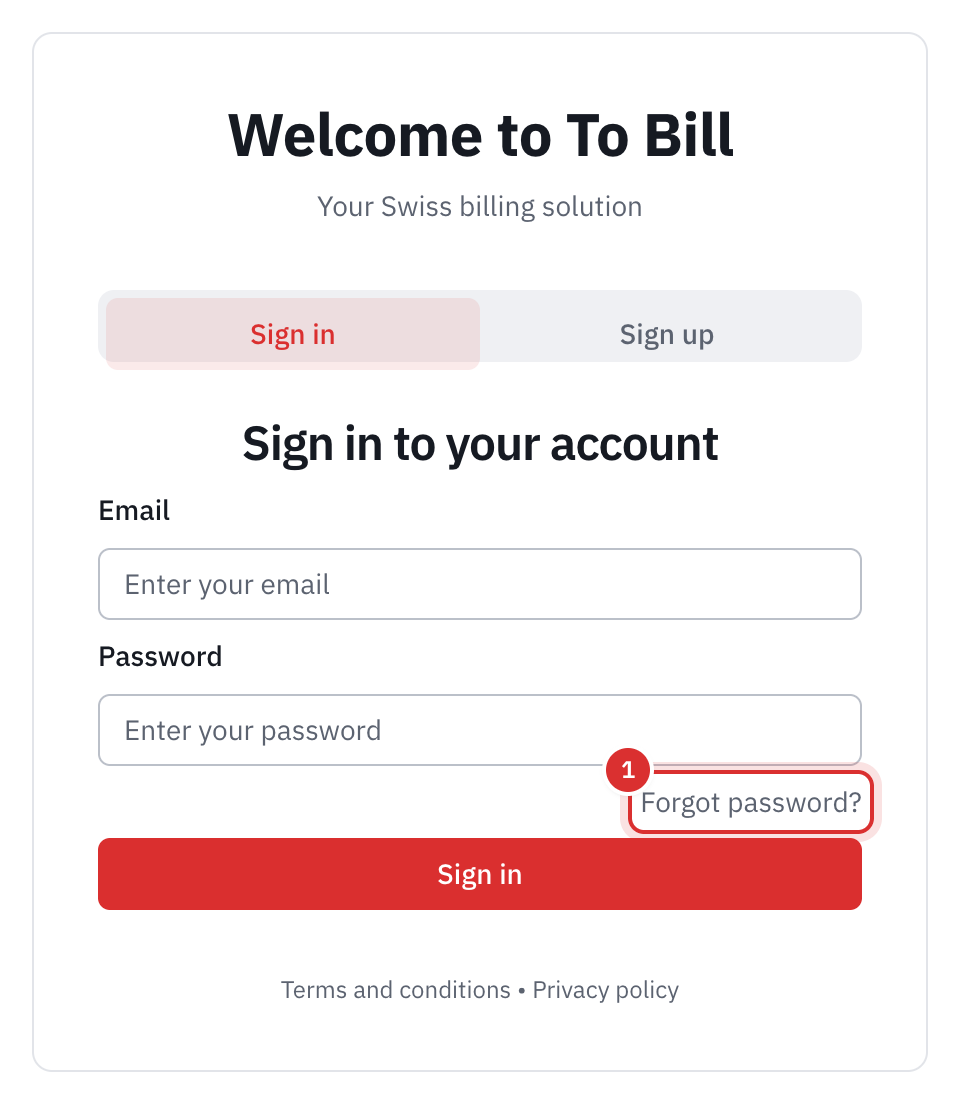 The sign-in page: the email, the password and the Forgot password? link.