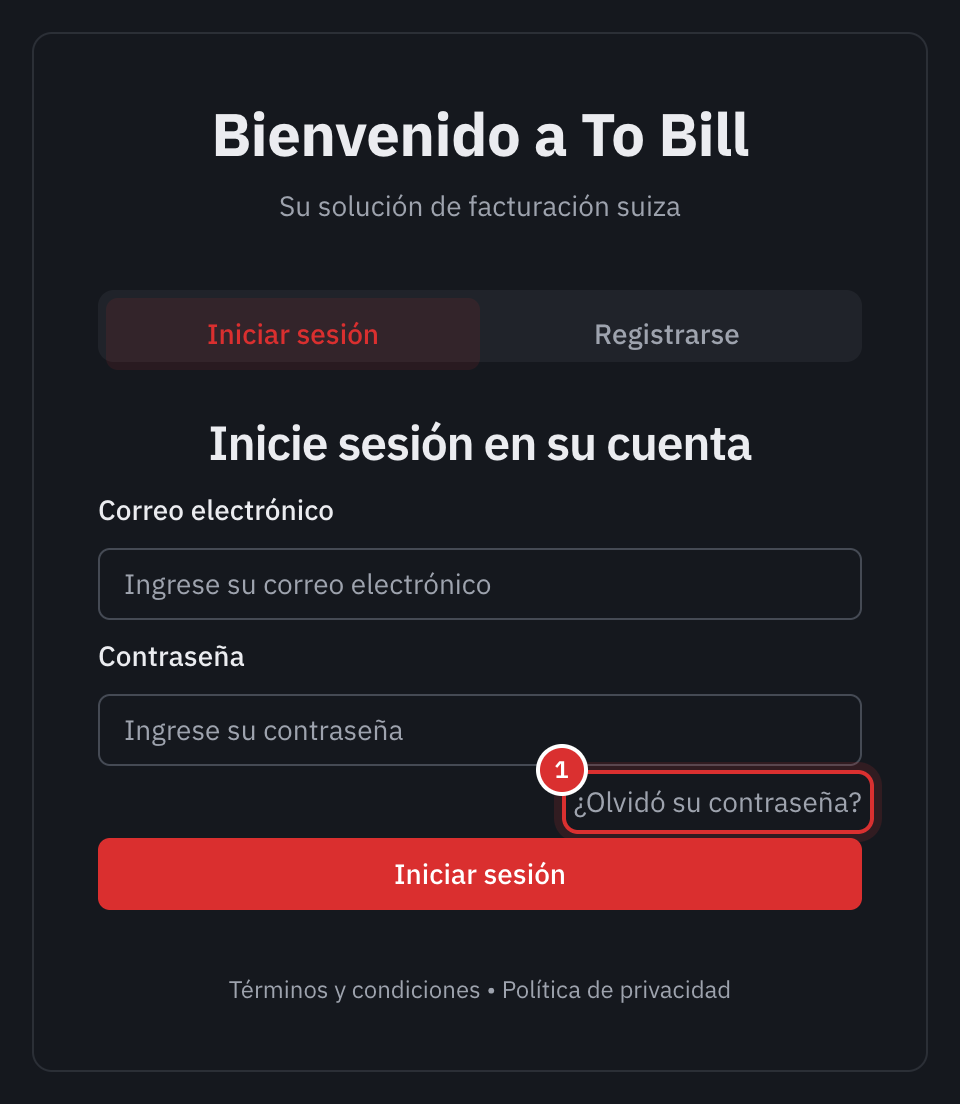 La página Inicie sesión en su cuenta: el correo electrónico, la contraseña y el enlace ¿Olvidó su contraseña?
