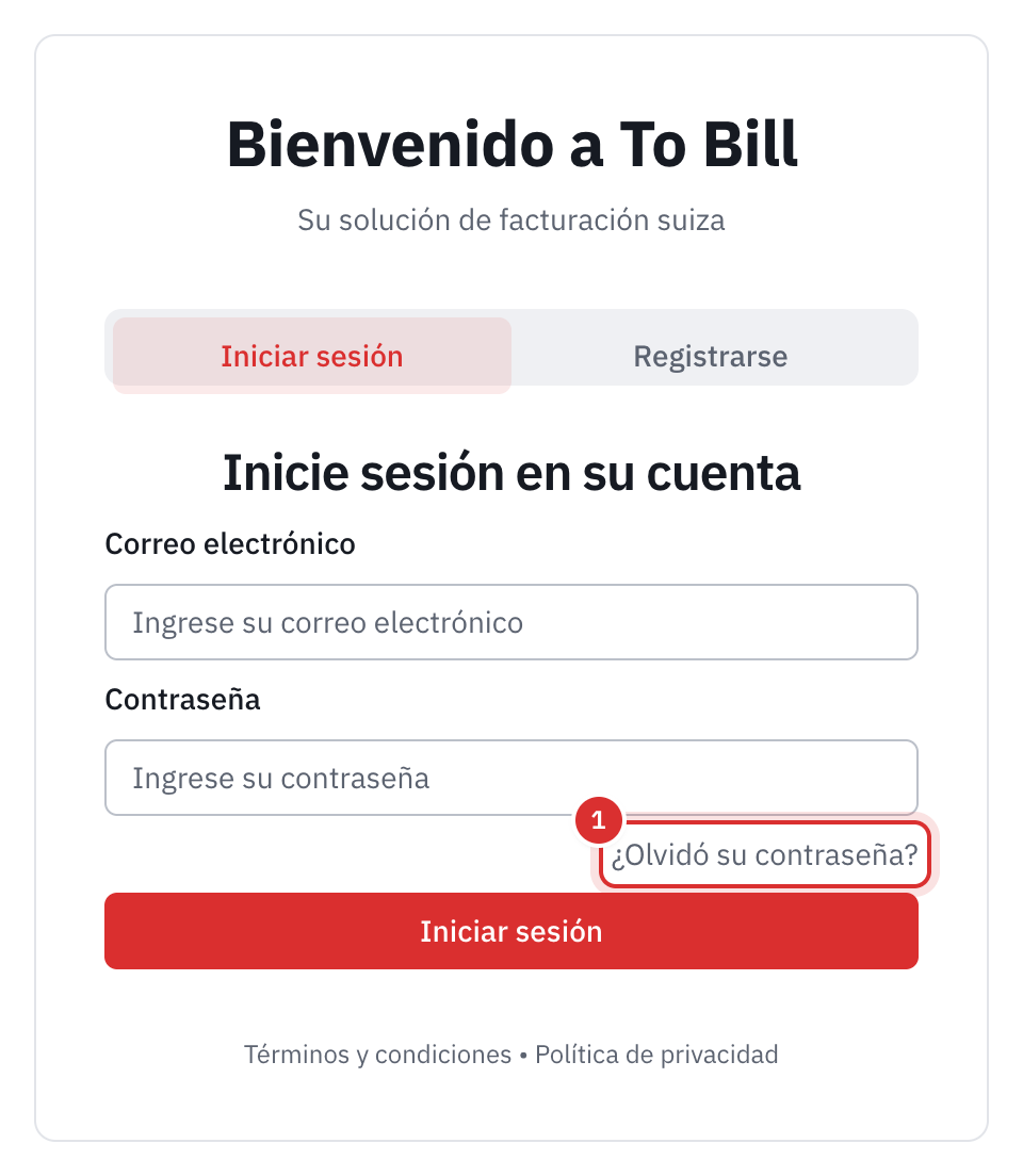 La página Inicie sesión en su cuenta: el correo electrónico, la contraseña y el enlace ¿Olvidó su contraseña?