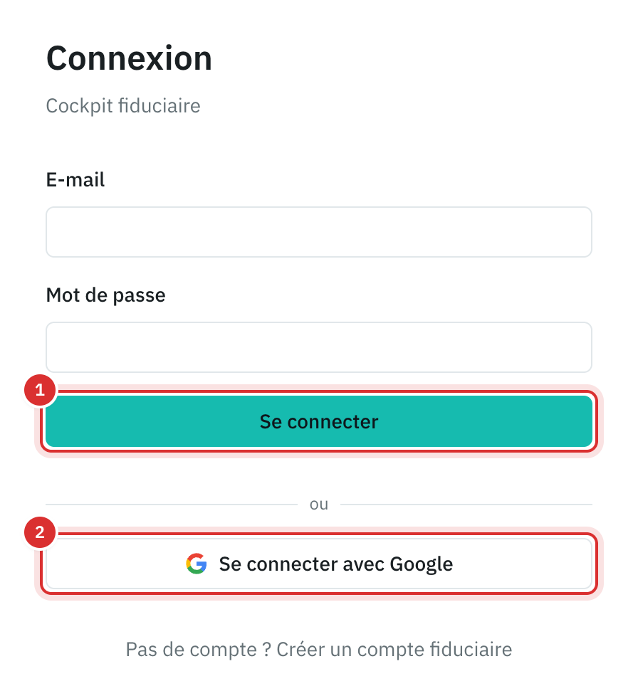 La pagina di accesso del cockpit: l’e-mail e la password, poi il pulsante Accedi con Google.