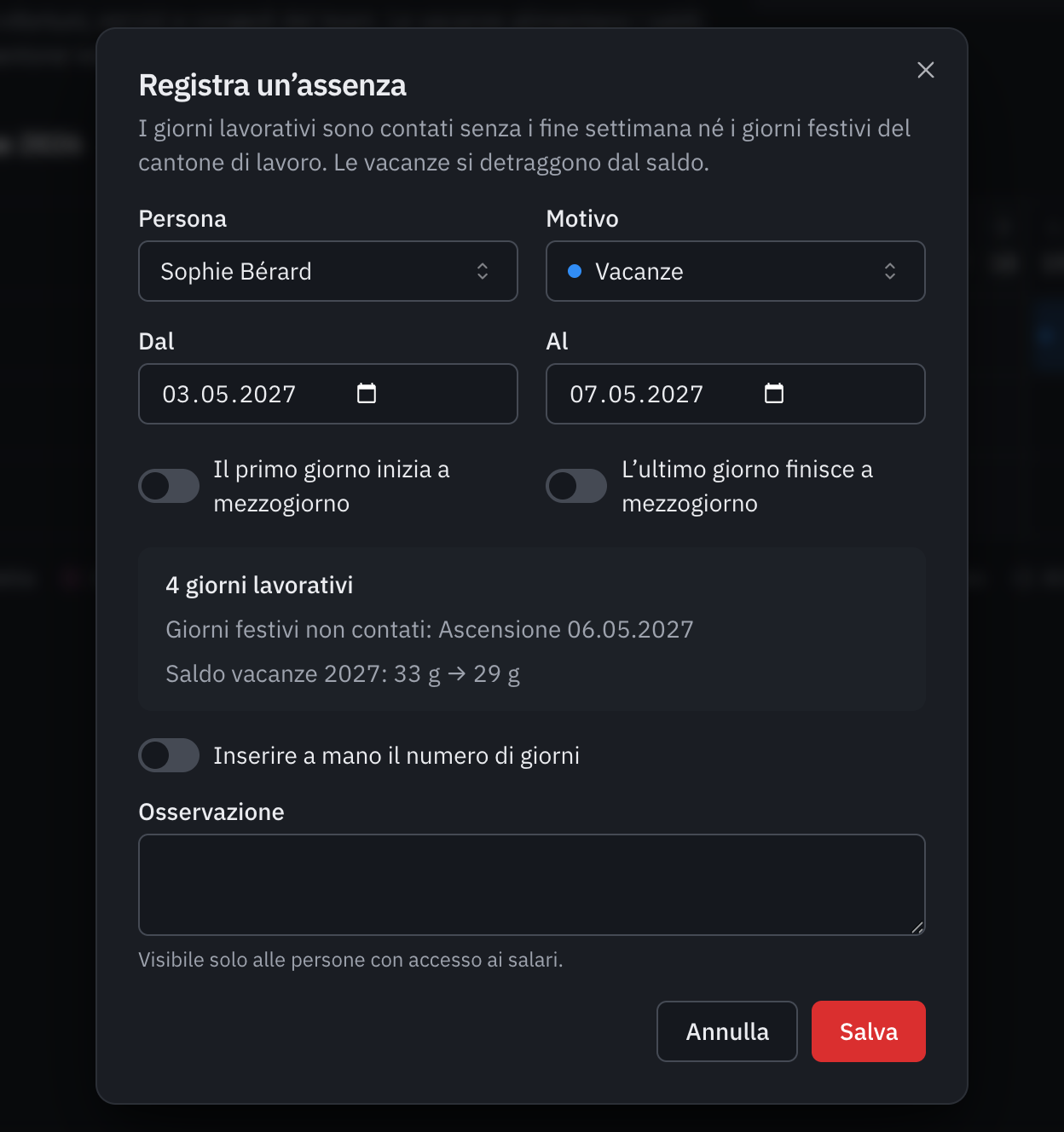 Una nuova assenza di Sophie Bérard, vacanze dal lunedì al venerdì della settimana dell’Ascensione: 4 giorni lavorativi, l’Ascensione non contata, e il saldo vacanze prima e dopo.