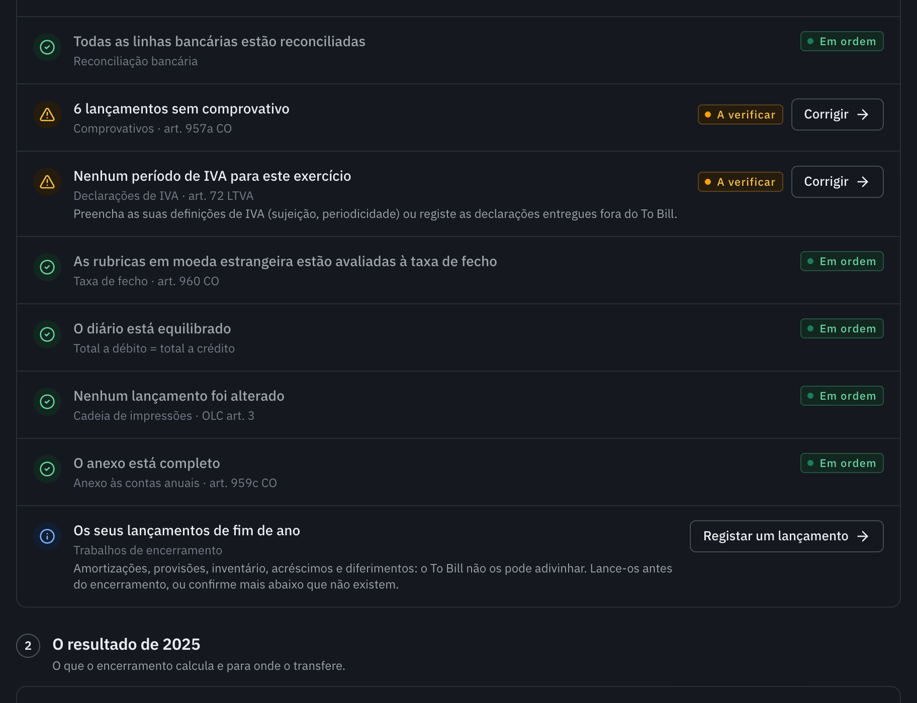 A continuação dos controlos: os comprovativos, as declarações do IVA, as taxas de fecho, o diário equilibrado, o anexo e os lançamentos de fim de ano.