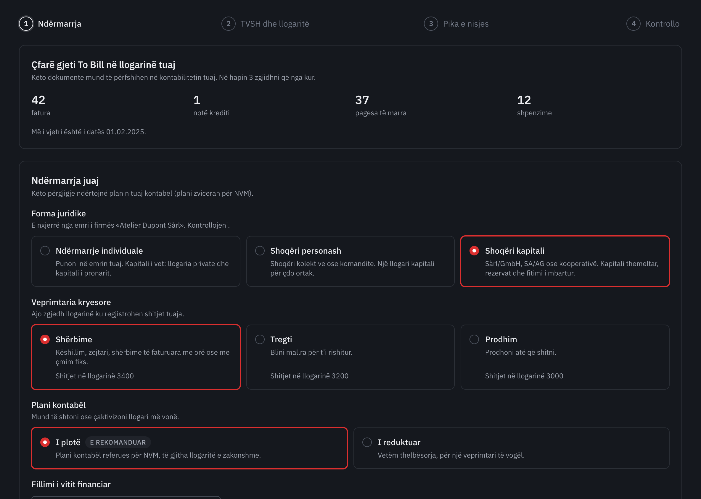 Hapi Kompania: dokumentet e gjetura, forma juridike dhe veprimtaria kryesore.